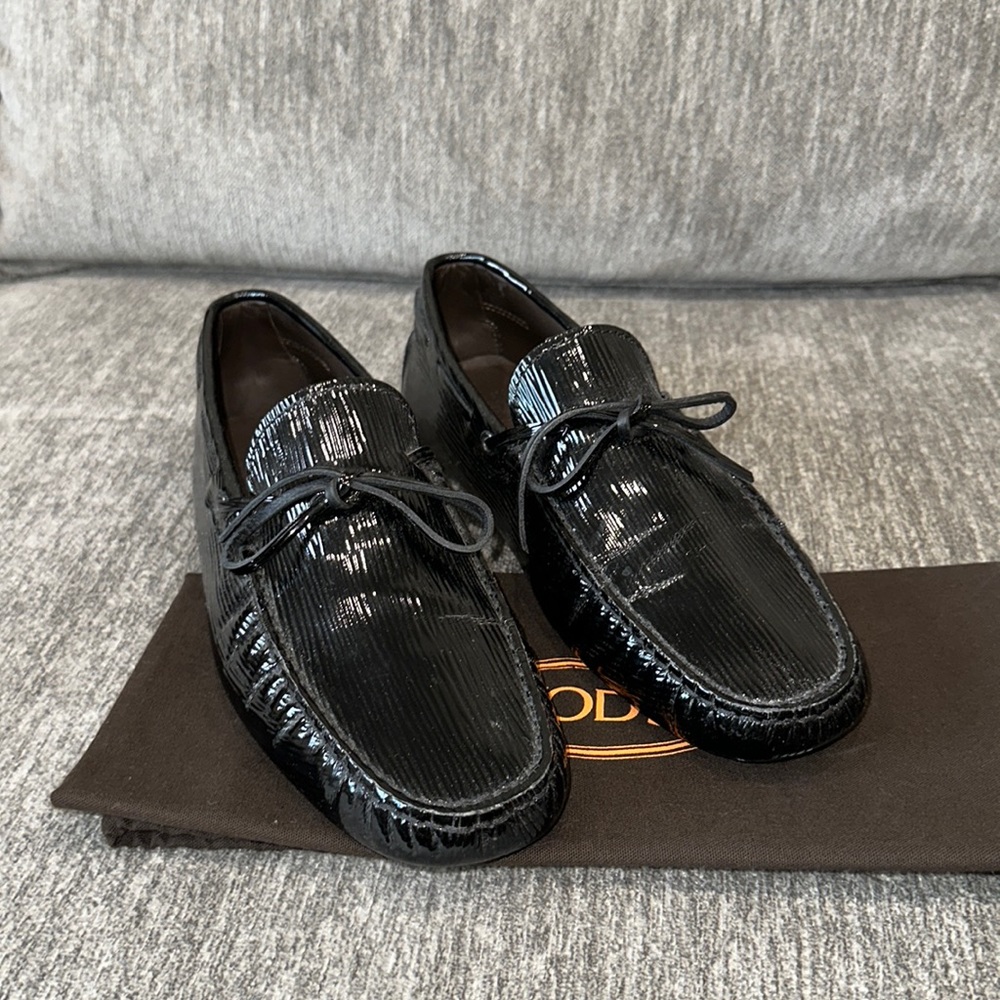 Tod’s - Men’s Patent Leather Loafers in Black, size 7.5US (6.5UK)